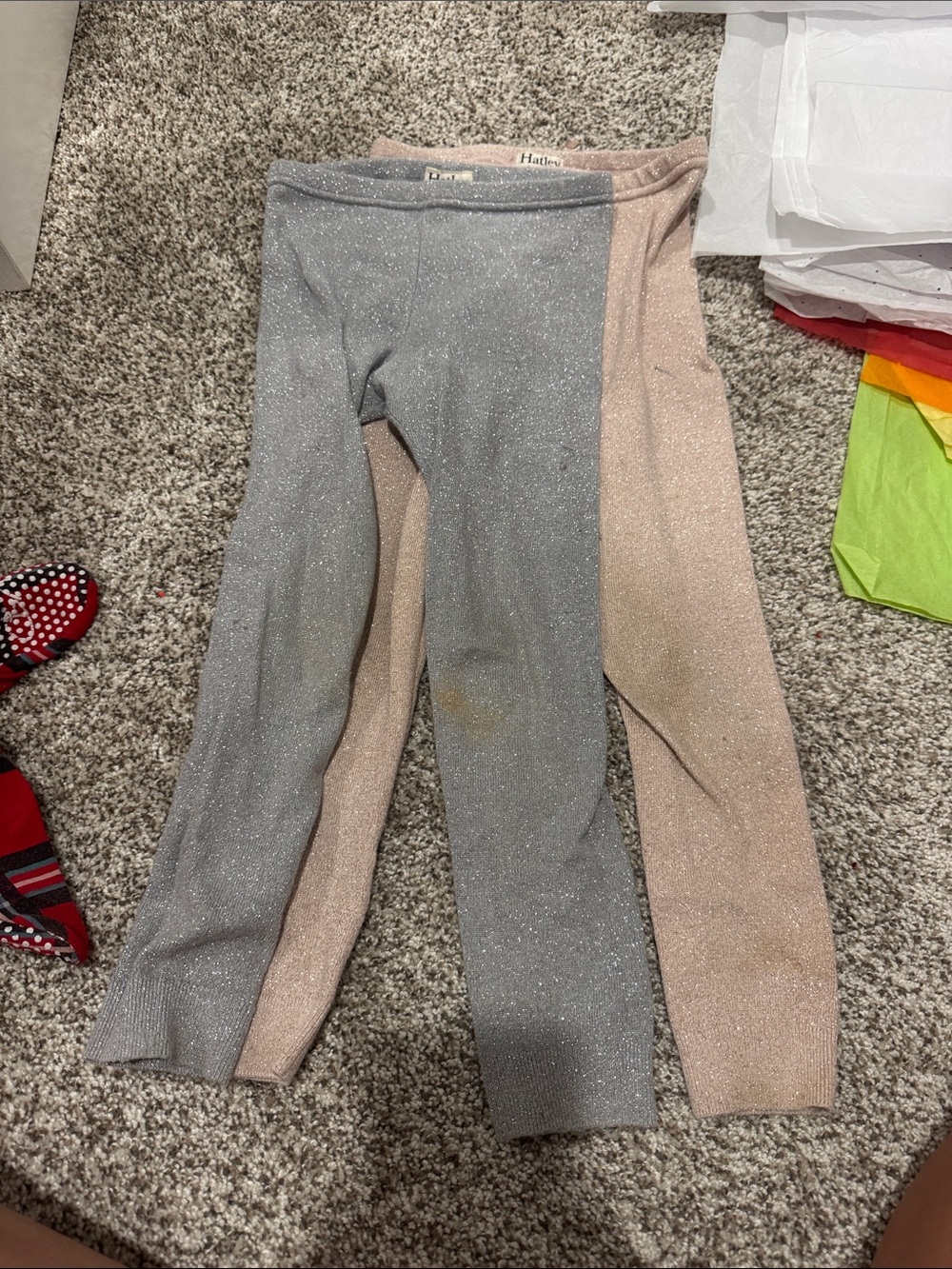 Hatley Sparkle Knit Leggings in Pink & Gray - Kids 4-5